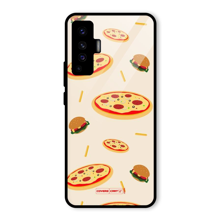 Pizza and Burger Love Glass Back Case for Vivo X50