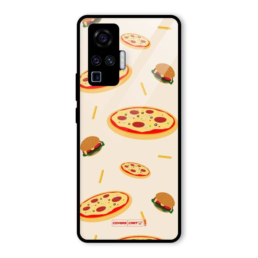 Pizza and Burger Love Glass Back Case for Vivo X50 Pro