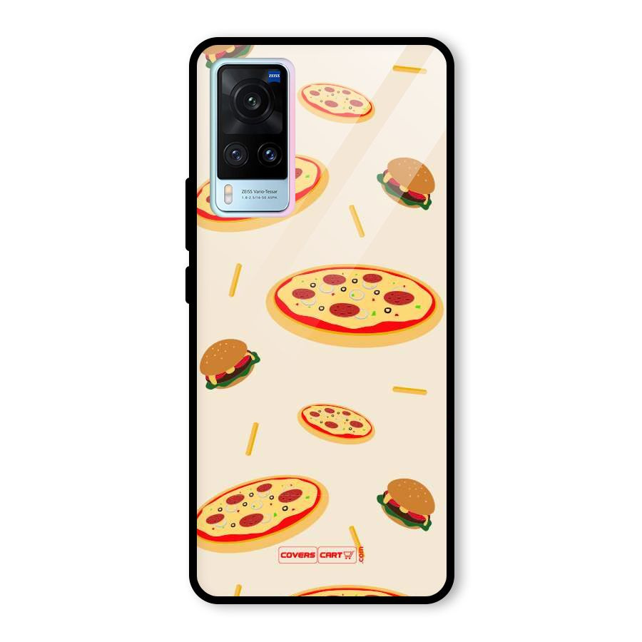 Pizza and Burger Love Glass Back Case for Vivo X60