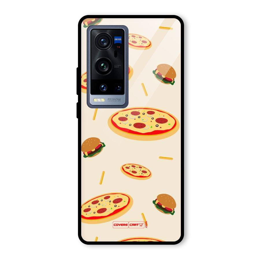 Pizza and Burger Love Glass Back Case for Vivo X60 Pro Plus
