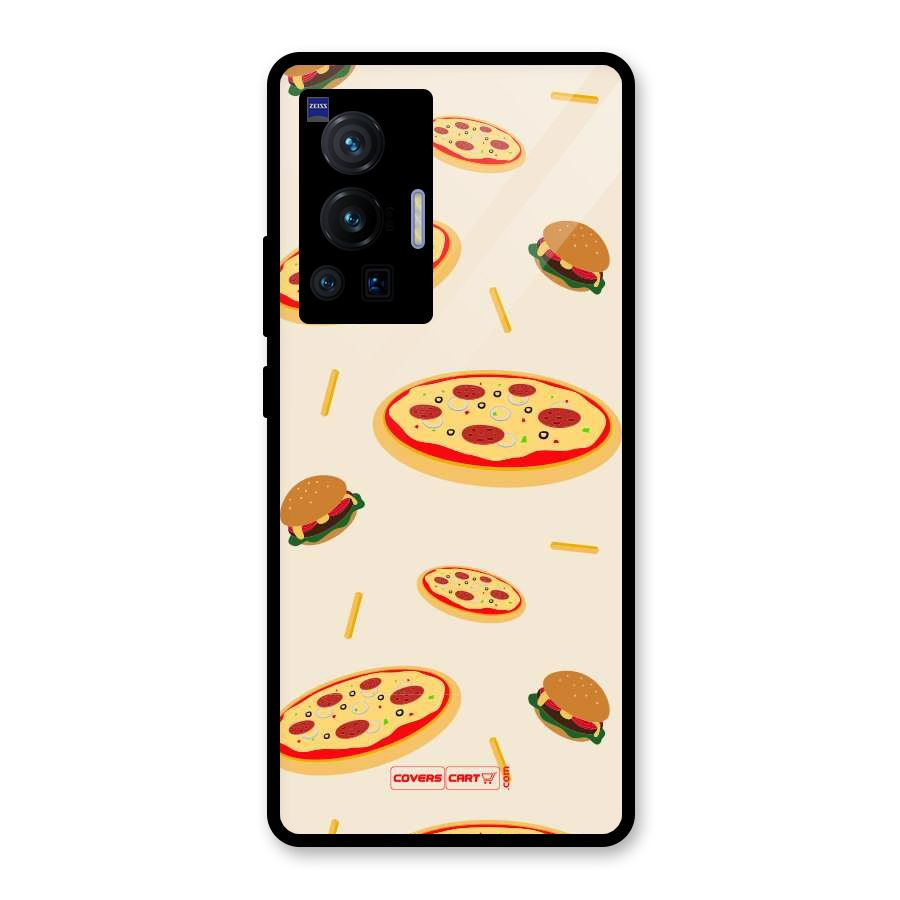 Pizza and Burger Love Glass Back Case for Vivo X70 Pro