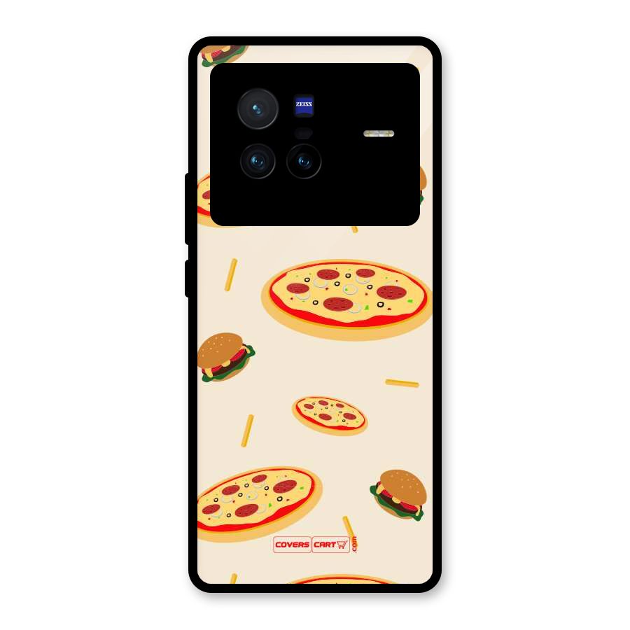 Pizza and Burger Love Glass Back Case for Vivo X80