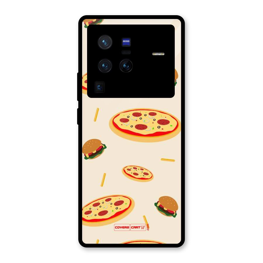 Pizza and Burger Love Glass Back Case for Vivo X80 Pro