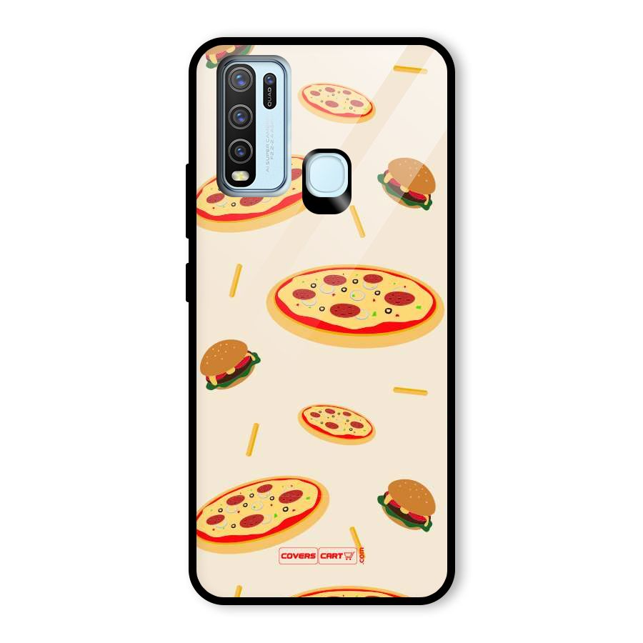 Pizza and Burger Love Glass Back Case for Vivo Y30