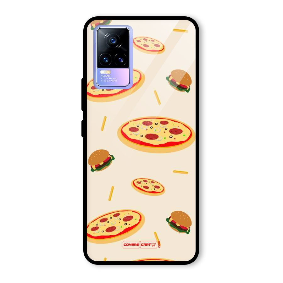 Pizza and Burger Love Glass Back Case for Vivo Y73