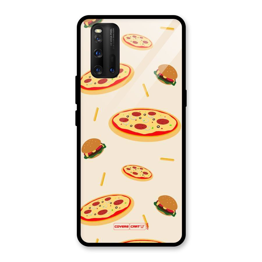Pizza and Burger Love Glass Back Case for Vivo iQOO 3