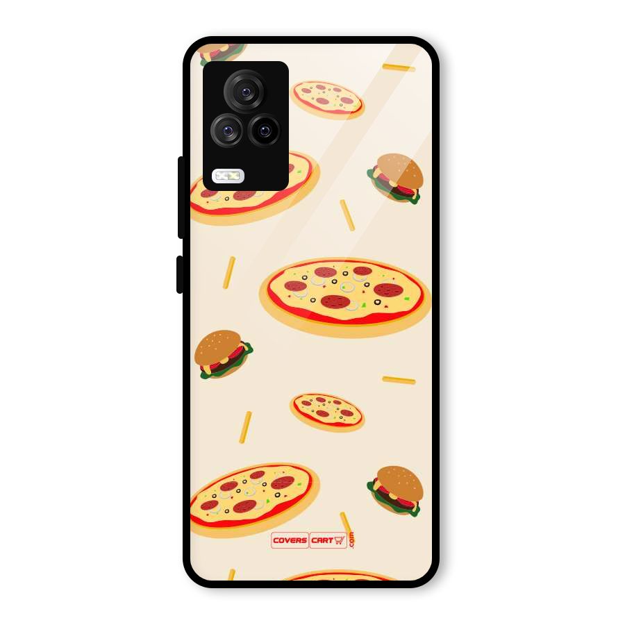 Pizza and Burger Love Glass Back Case for Vivo iQOO 7 Legend 5G