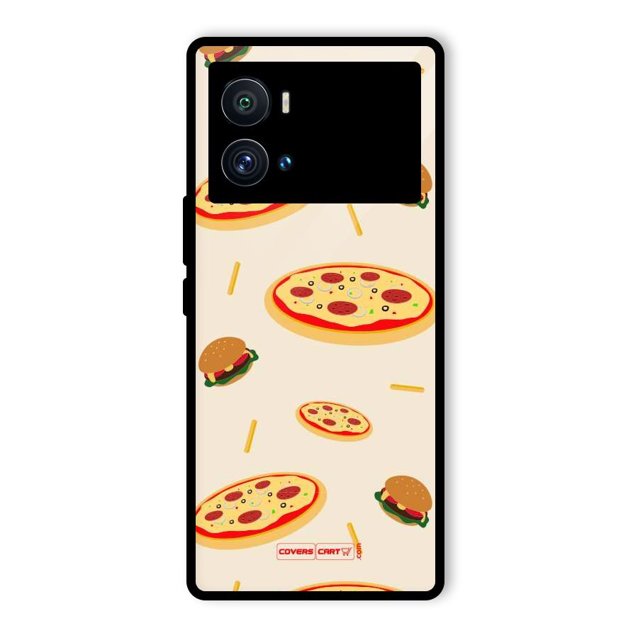 Pizza and Burger Love Glass Back Case for Vivo iQOO 9 Pro