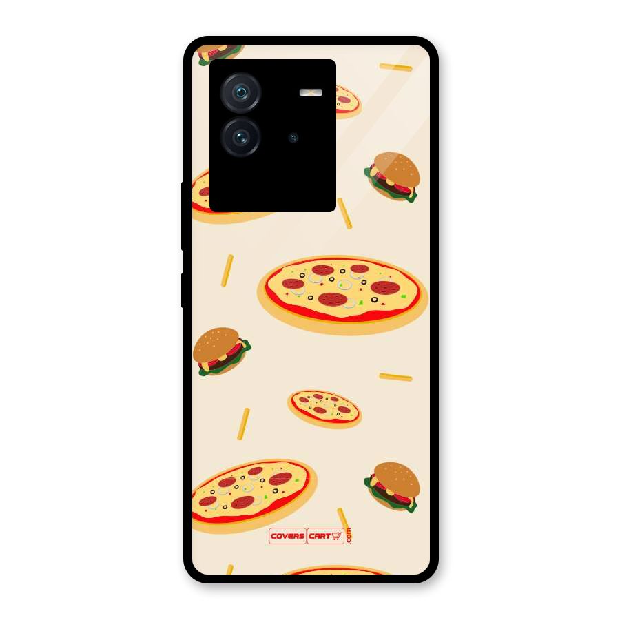 Pizza and Burger Love Glass Back Case for Vivo iQOO Neo 6 5G