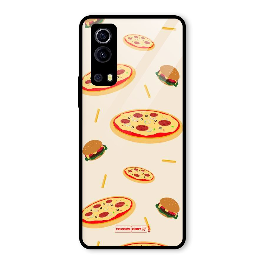 Pizza and Burger Love Glass Back Case for Vivo iQOO Z3