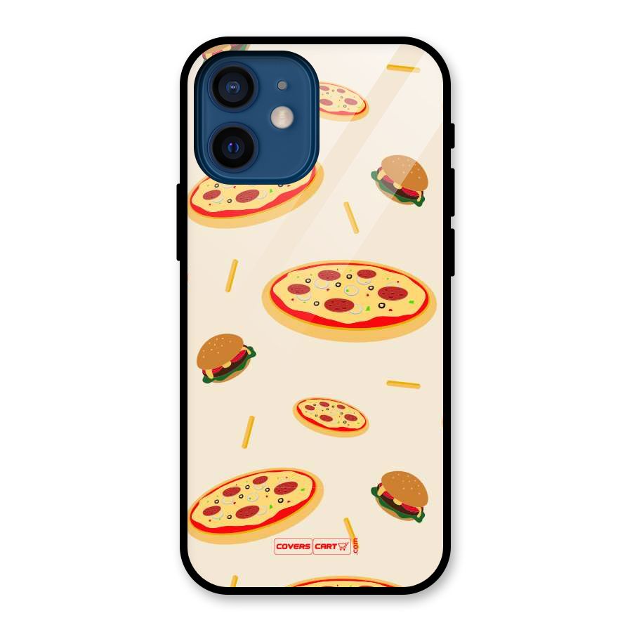 Pizza and Burger Love Glass Back Case for iPhone 12 Mini