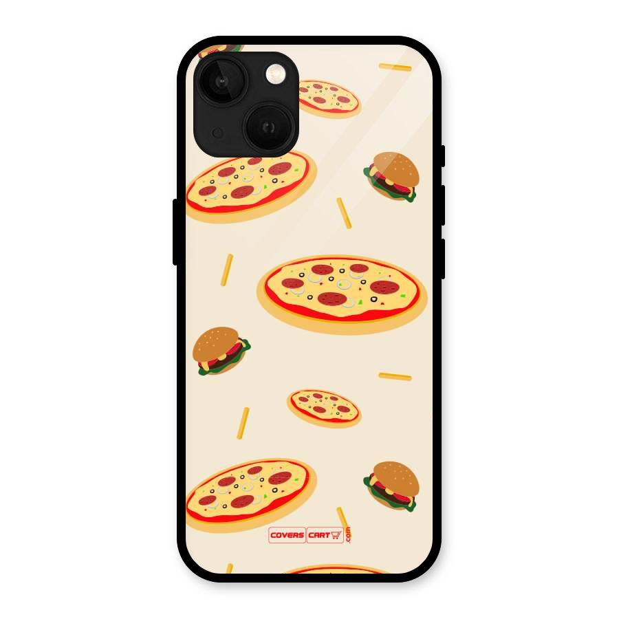 Pizza and Burger Love Glass Back Case for iPhone 13