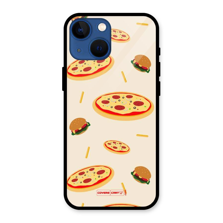 Pizza and Burger Love Glass Back Case for iPhone 13 Mini