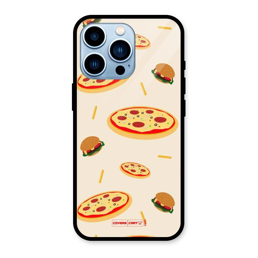 Pizza and Burger Love Glass Back Case for iPhone 13 Pro