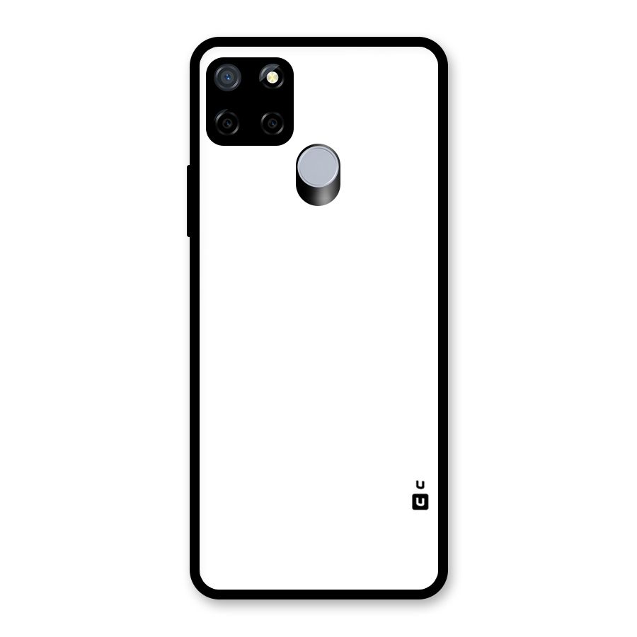Plain White Glass Back Case for Realme C15