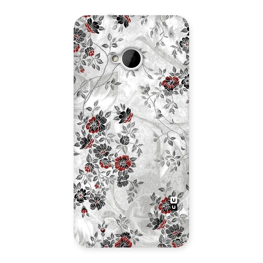 Pleasing Grey Floral Back Case for HTC One M7