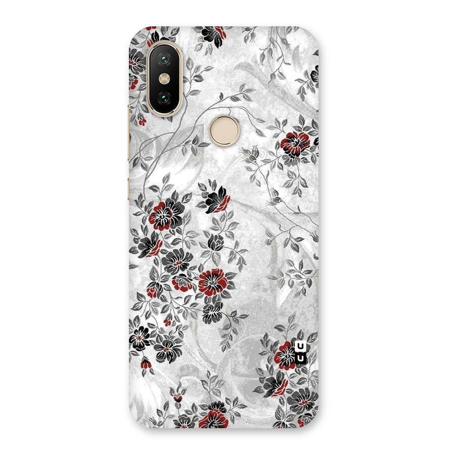 Pleasing Grey Floral Back Case for Mi A2