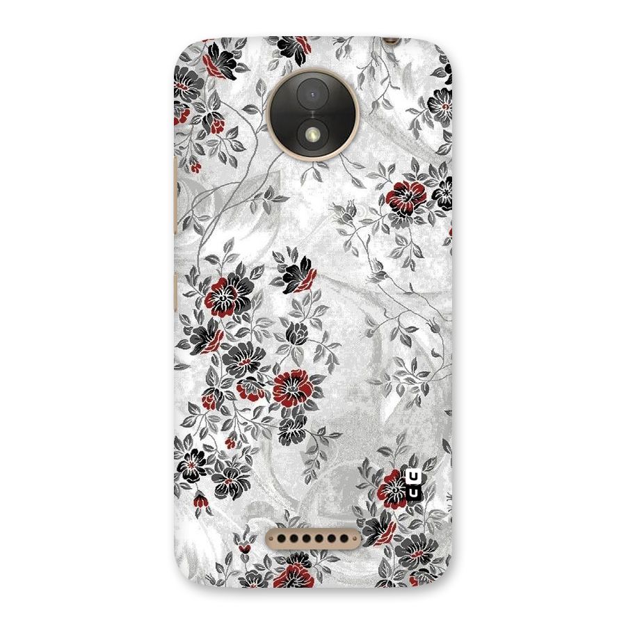 Pleasing Grey Floral Back Case for Moto C Plus