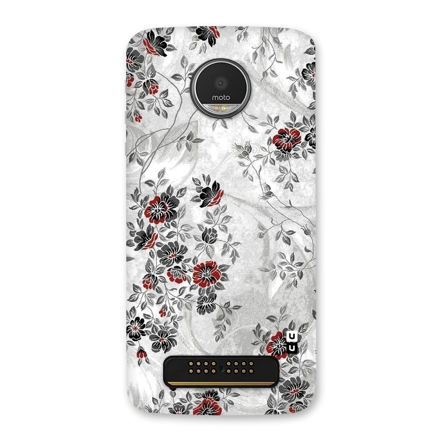 Pleasing Grey Floral Back Case for Moto Z Play