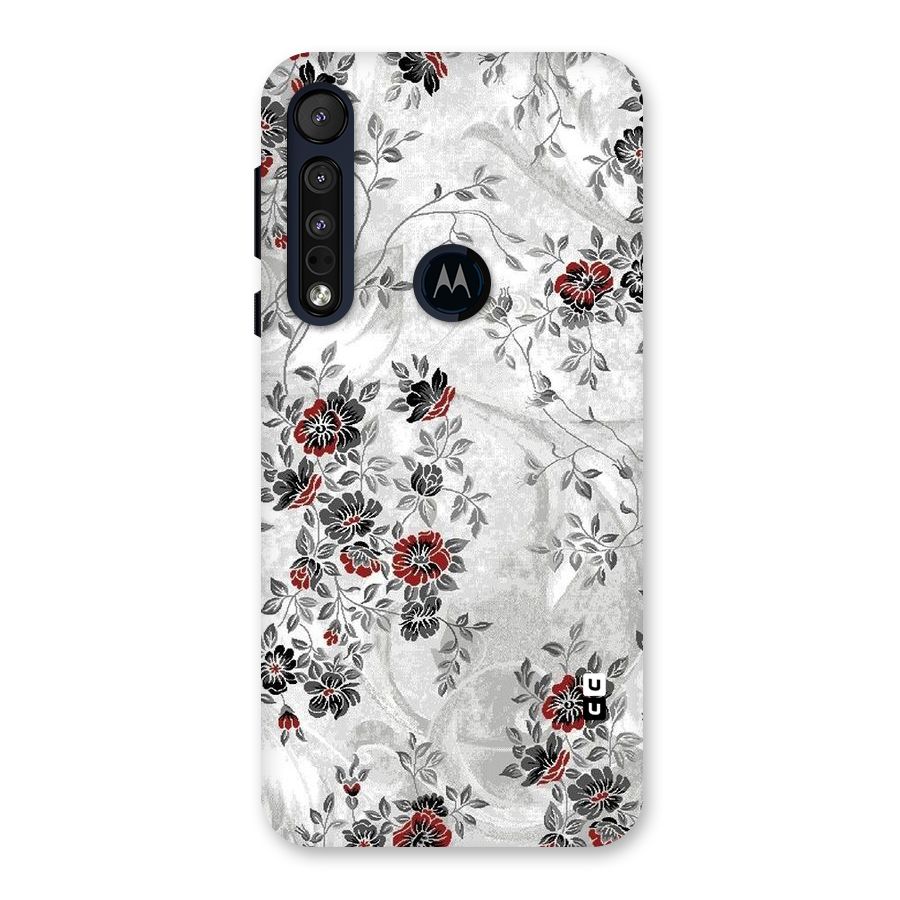 Pleasing Grey Floral Back Case for Motorola One Macro