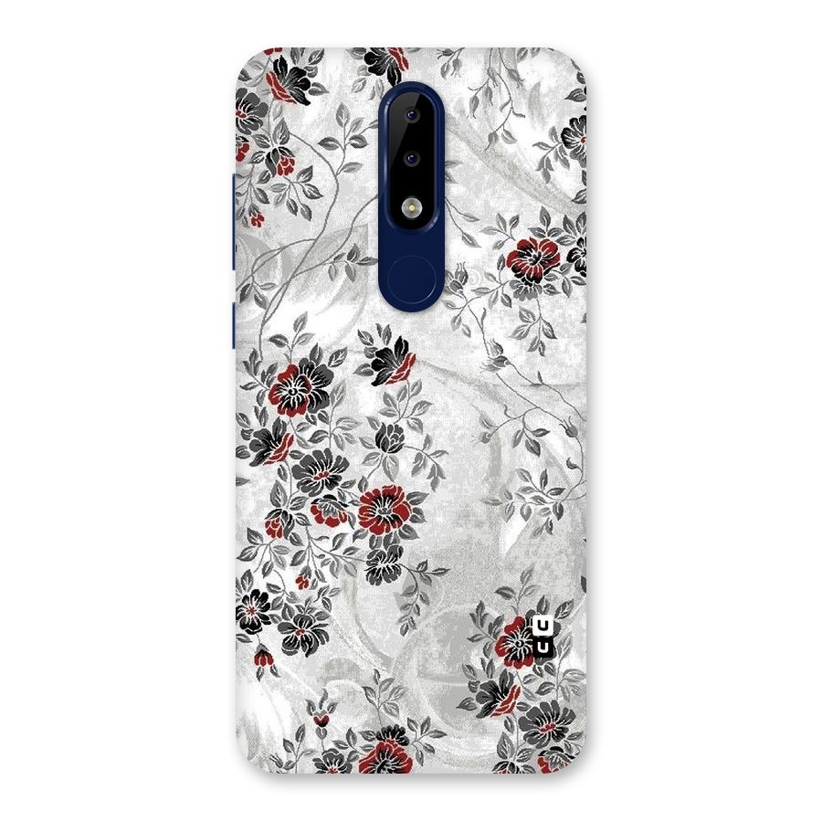 Pleasing Grey Floral Back Case for Nokia 5.1 Plus