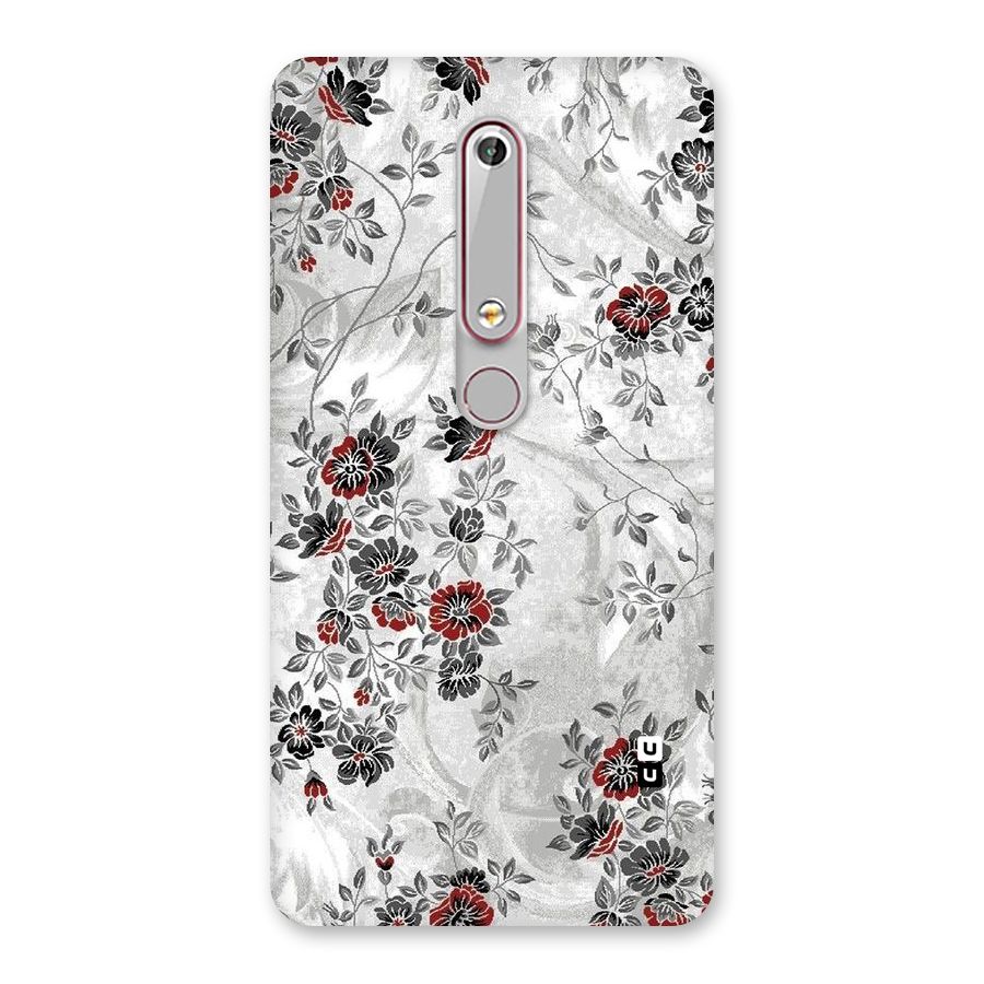 Pleasing Grey Floral Back Case for Nokia 6.1