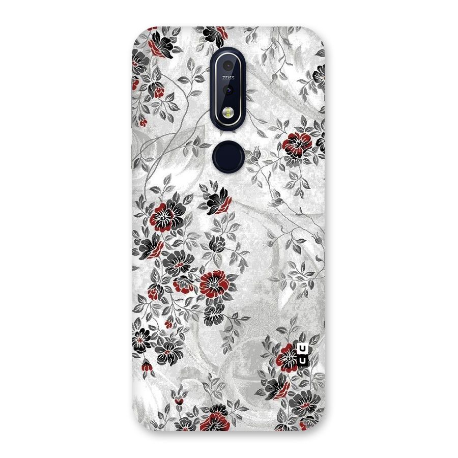 Pleasing Grey Floral Back Case for Nokia 7.1
