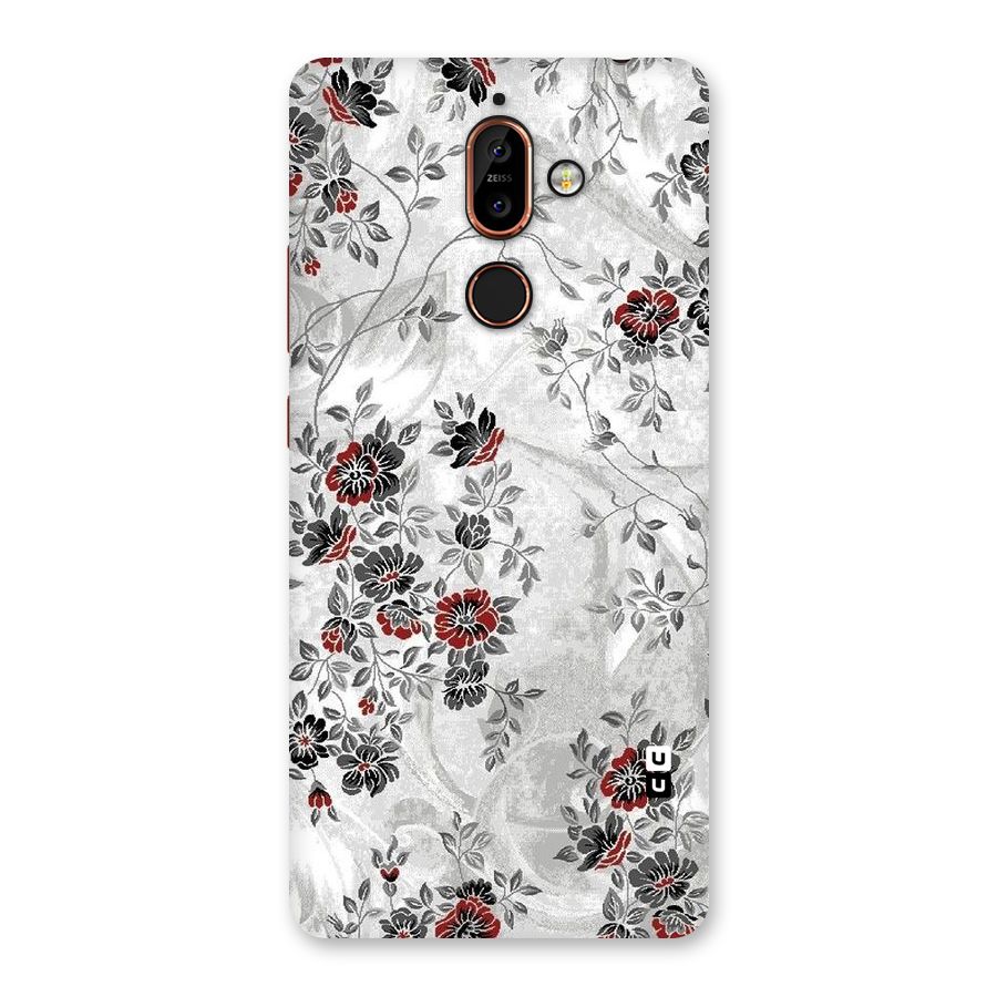 Pleasing Grey Floral Back Case for Nokia 7 Plus