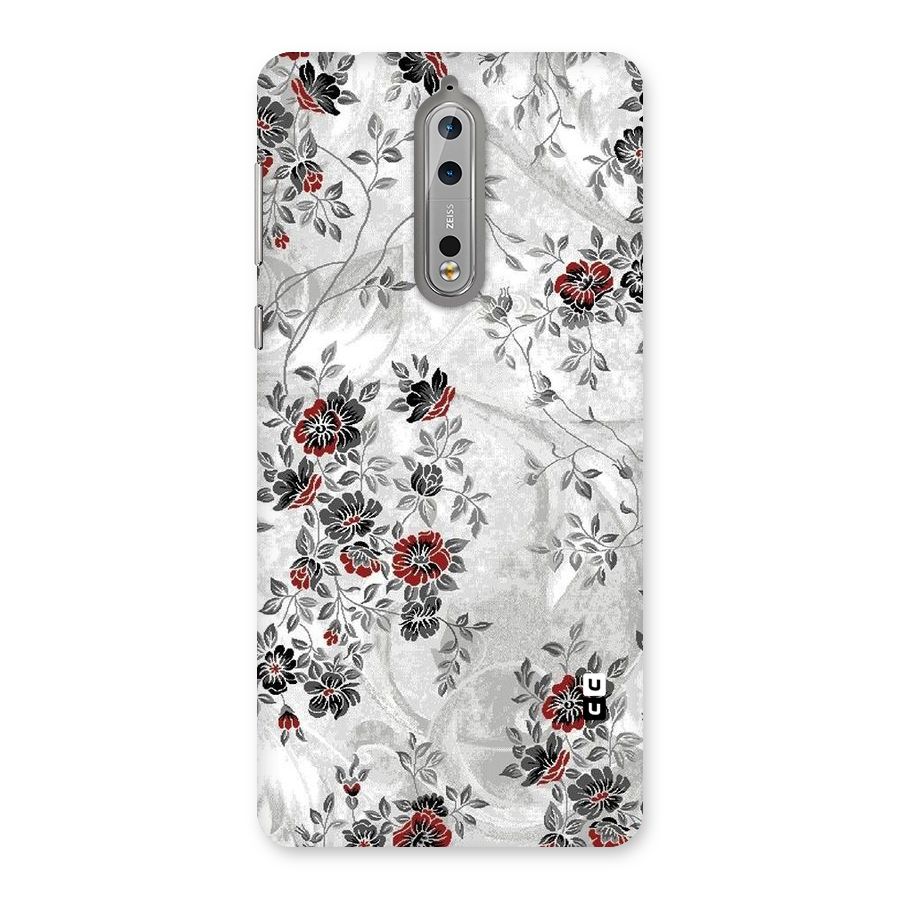 Pleasing Grey Floral Back Case for Nokia 8