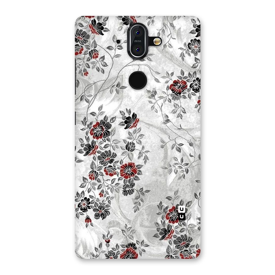 Pleasing Grey Floral Back Case for Nokia 8 Sirocco