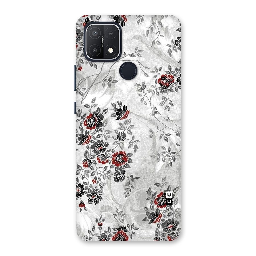 Pleasing Grey Floral Back Case for Oppo A15