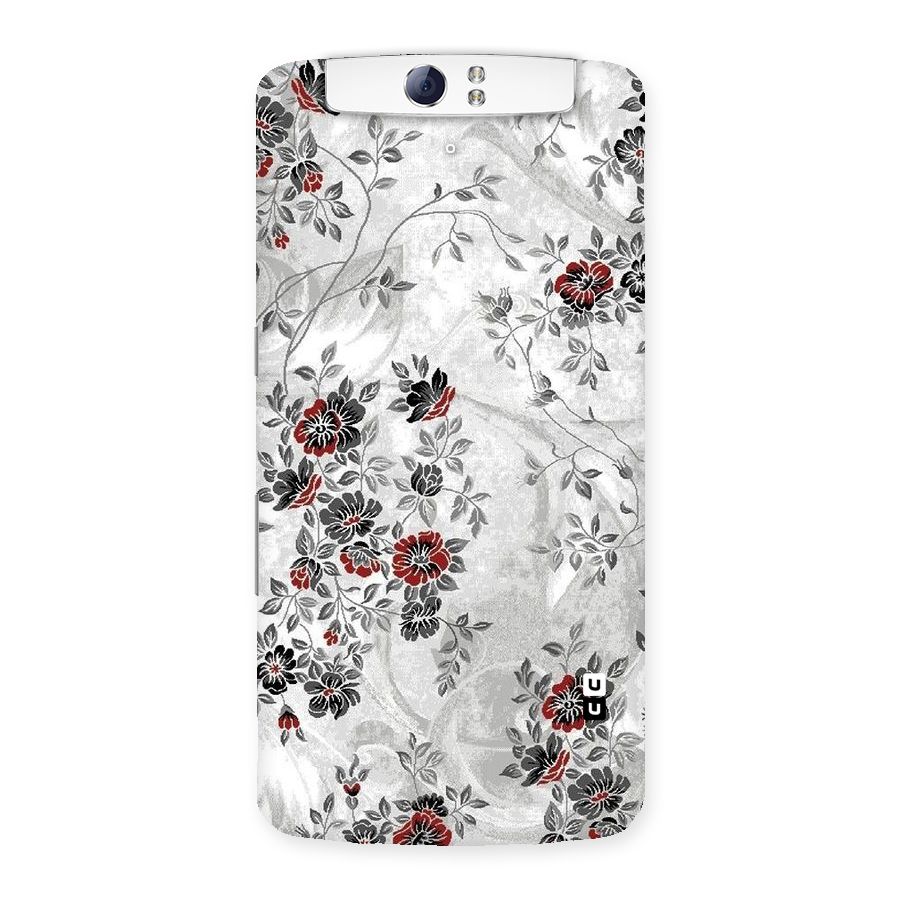 Pleasing Grey Floral Back Case for Oppo N1