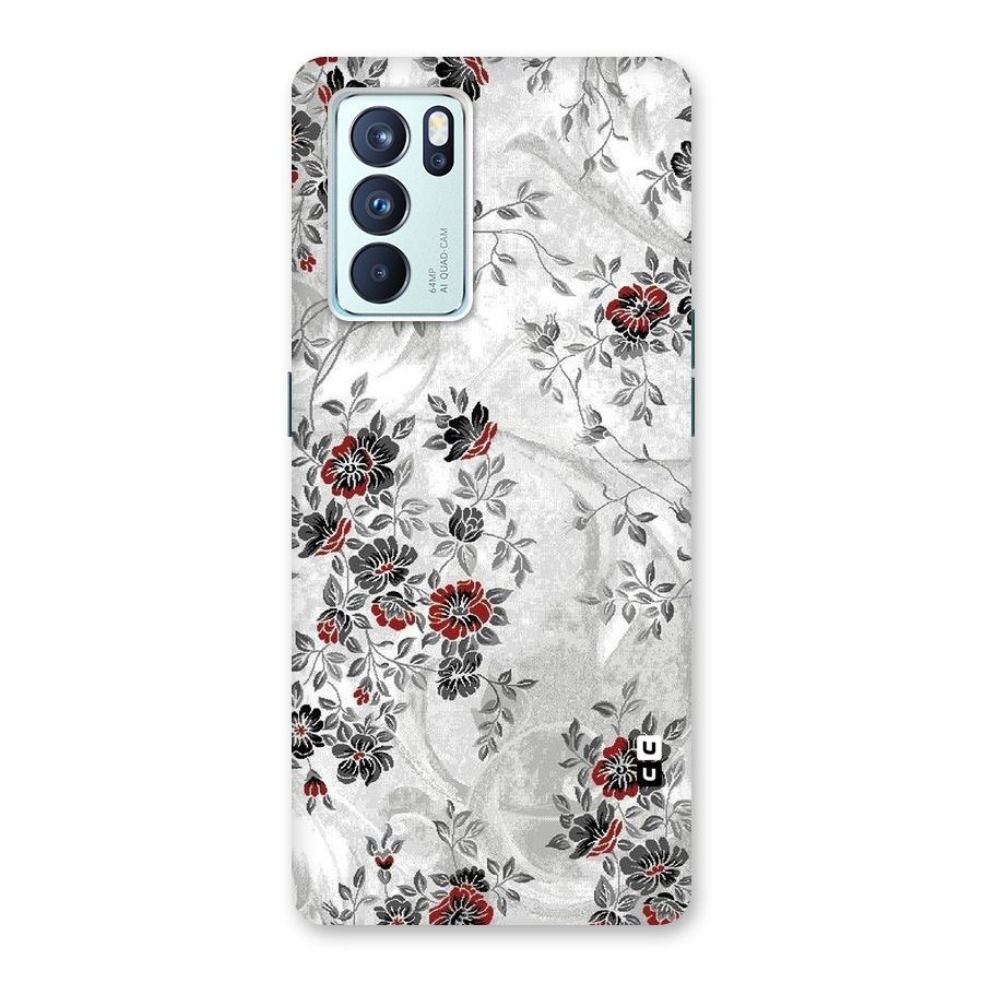 Pleasing Grey Floral Back Case for Oppo Reno6 Pro 5G