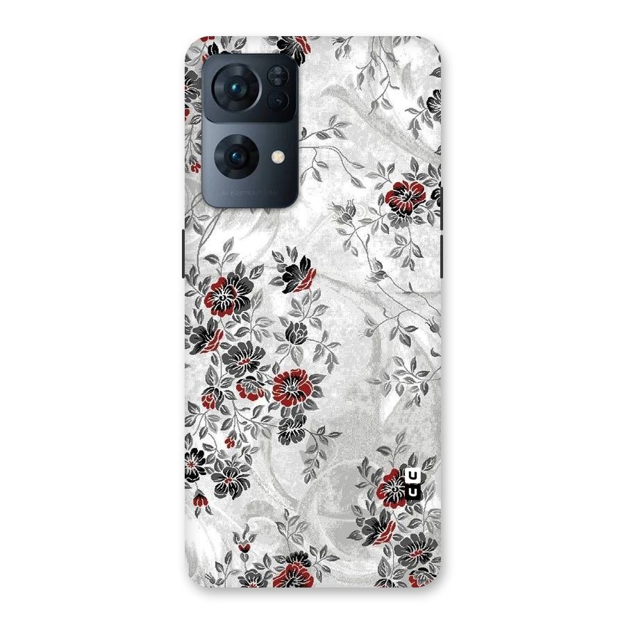 Pleasing Grey Floral Back Case for Oppo Reno7 Pro 5G