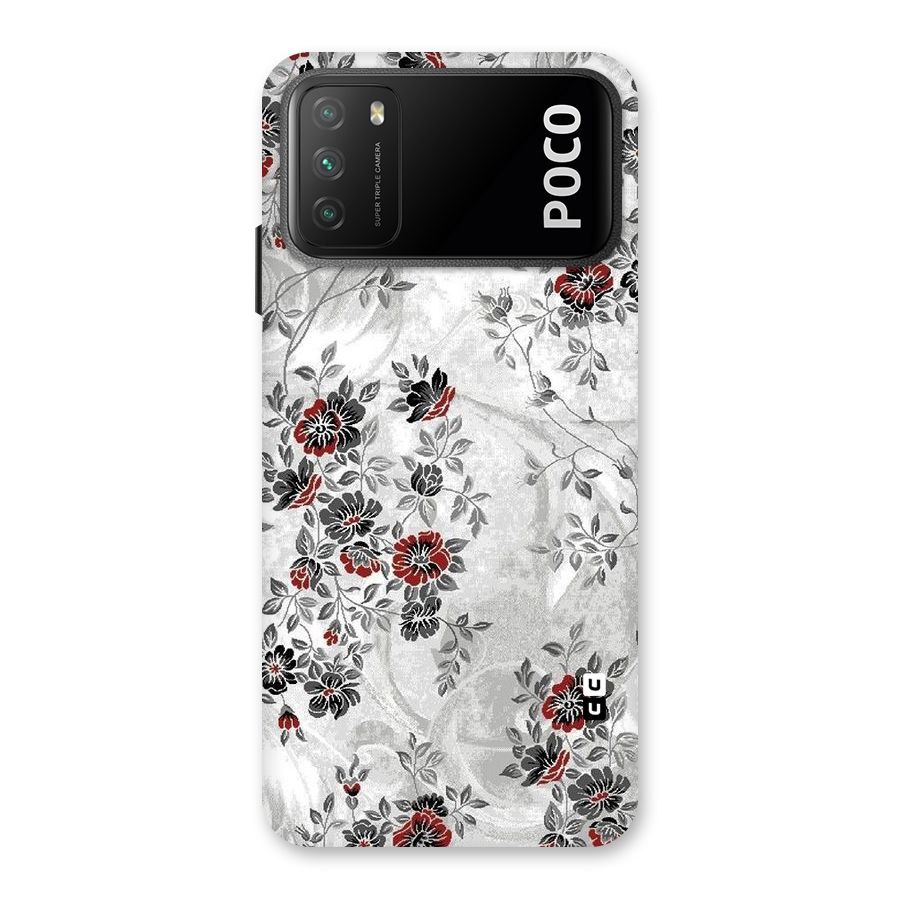 Pleasing Grey Floral Back Case for Poco M3