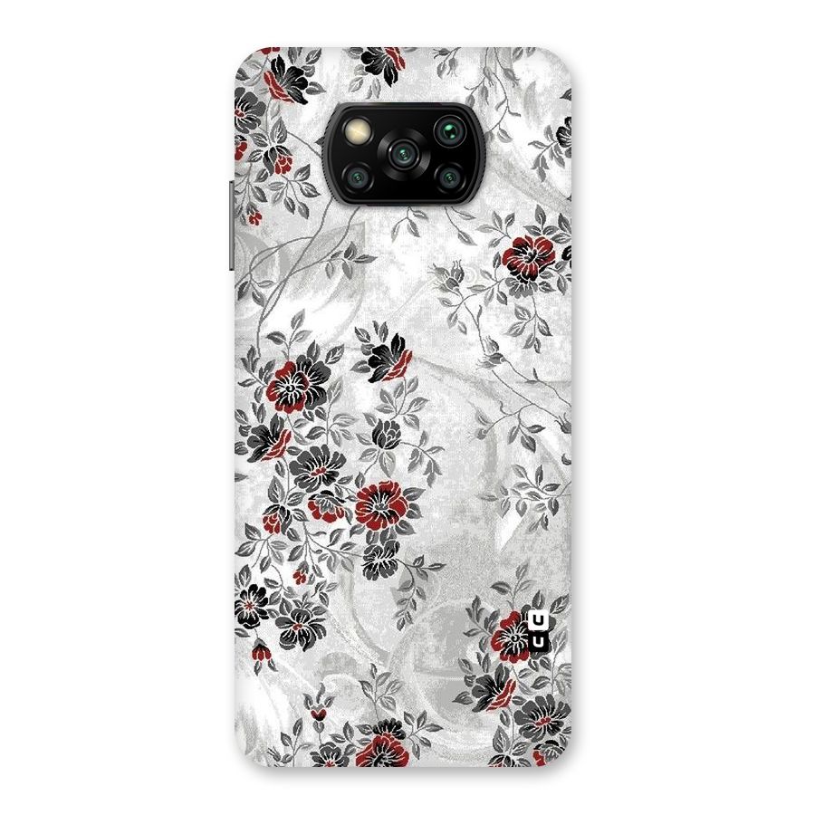 Pleasing Grey Floral Back Case for Poco X3