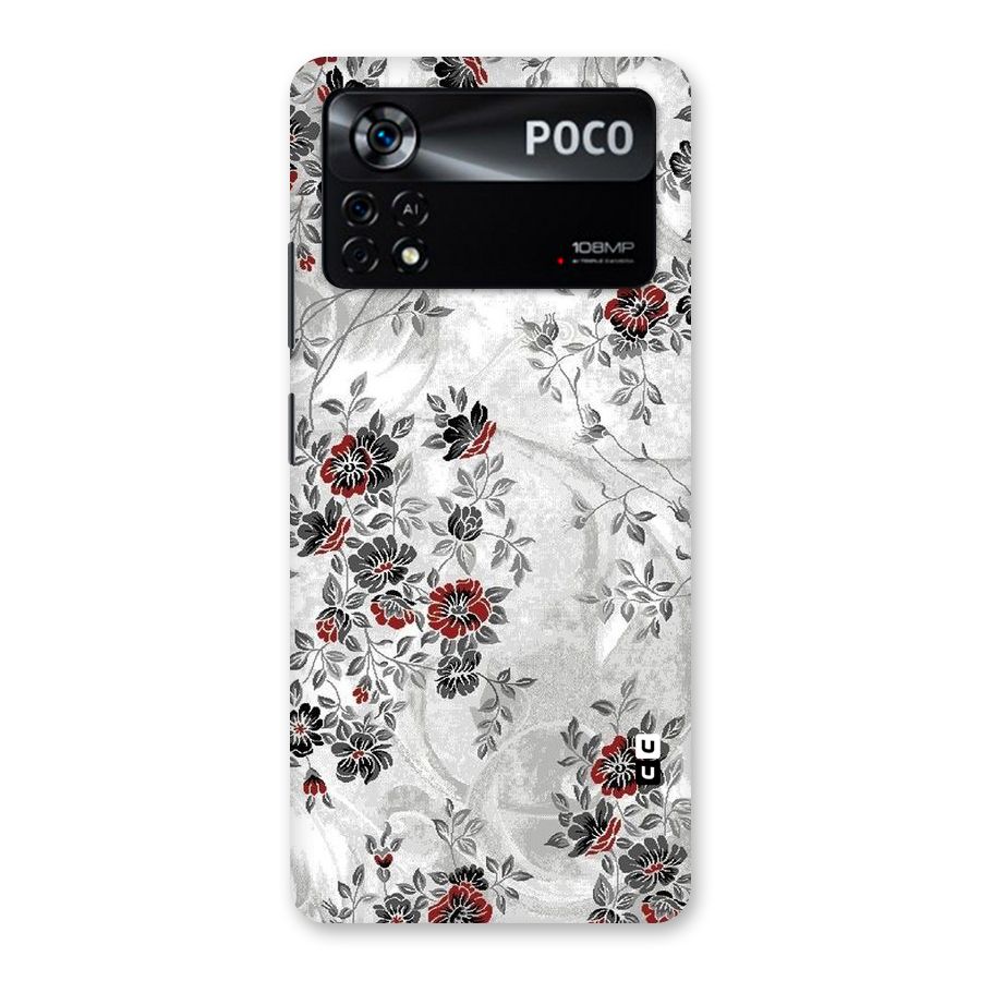 Pleasing Grey Floral Back Case for Poco X4 Pro 5G