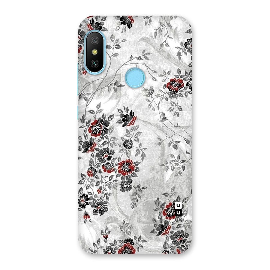 Pleasing Grey Floral Back Case for Redmi 6 Pro