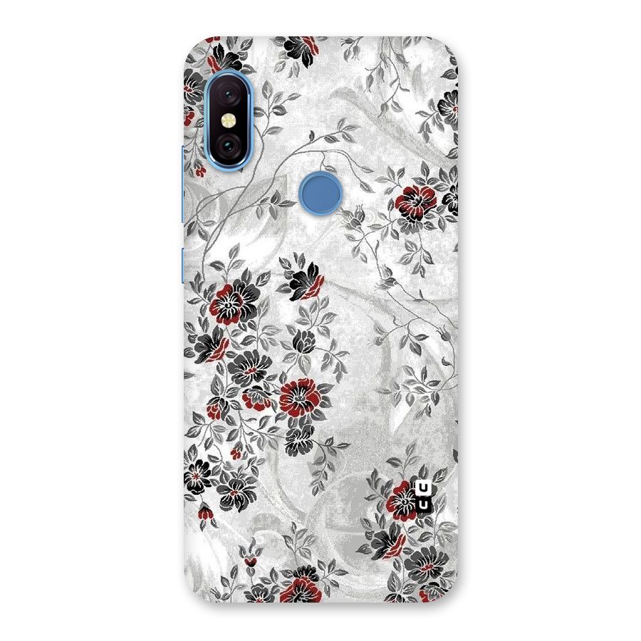 Pleasing Grey Floral Back Case for Redmi Note 6 Pro