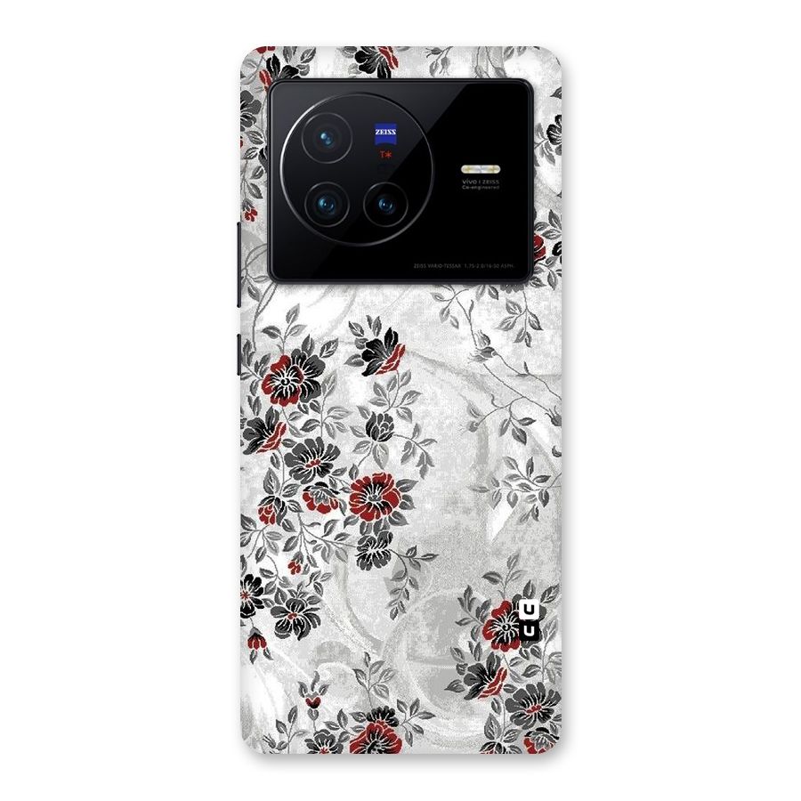 Pleasing Grey Floral Back Case for Vivo X80
