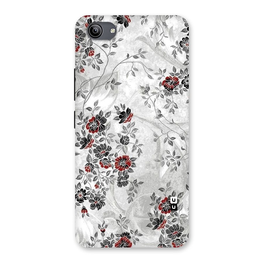 Pleasing Grey Floral Back Case for Vivo Y81i