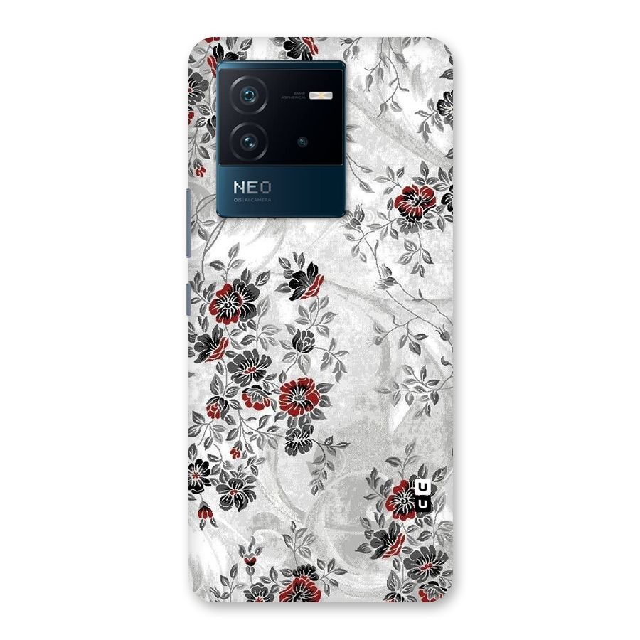 Pleasing Grey Floral Back Case for Vivo iQOO Neo 6 5G