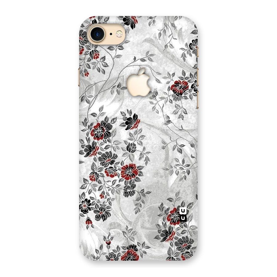 Pleasing Grey Floral Back Case for iPhone 7 Apple Cut