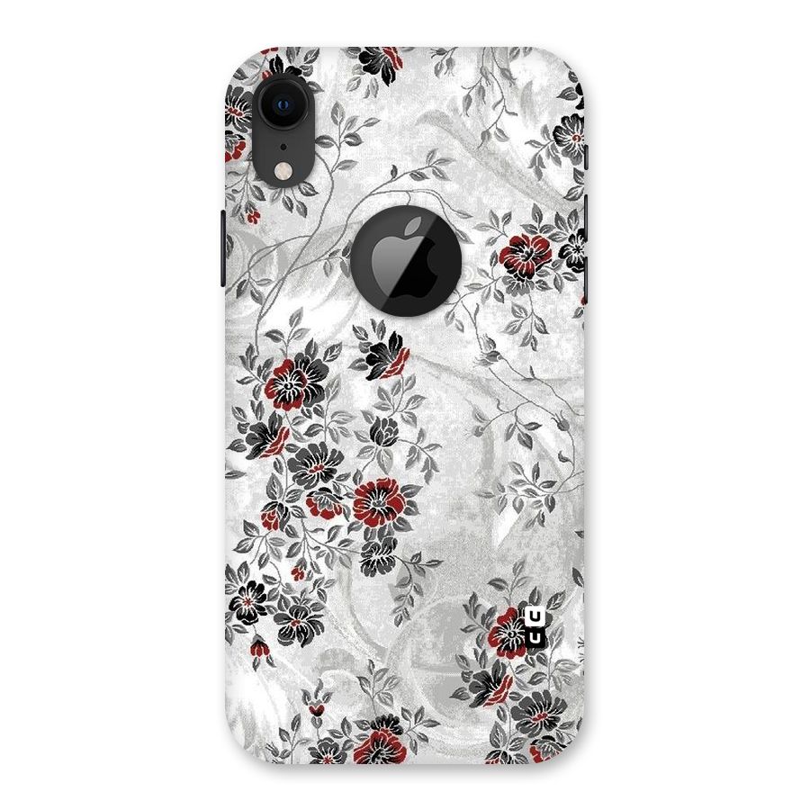 Pleasing Grey Floral Back Case for iPhone XR Logo Cut
