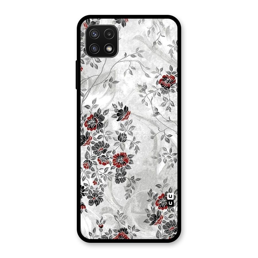 Pleasing Grey Floral Glass Back Case for Galaxy A22 5G