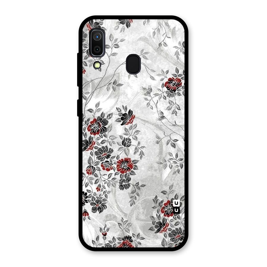 Pleasing Grey Floral Glass Back Case for Galaxy A30