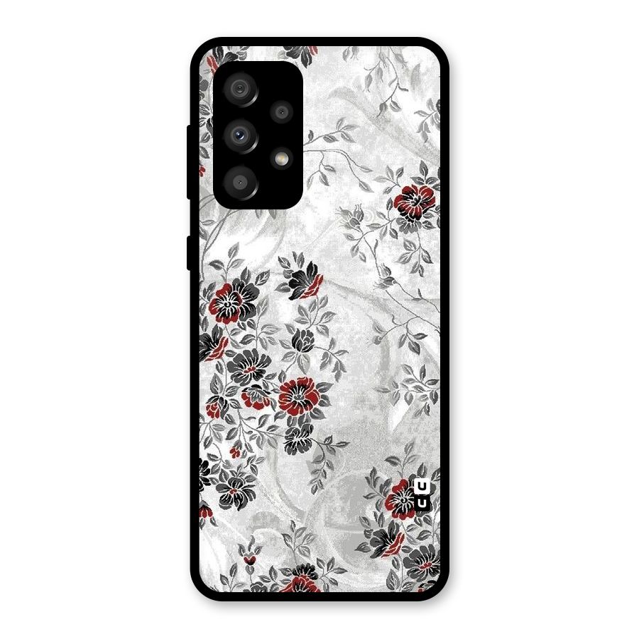 Pleasing Grey Floral Glass Back Case for Galaxy A32
