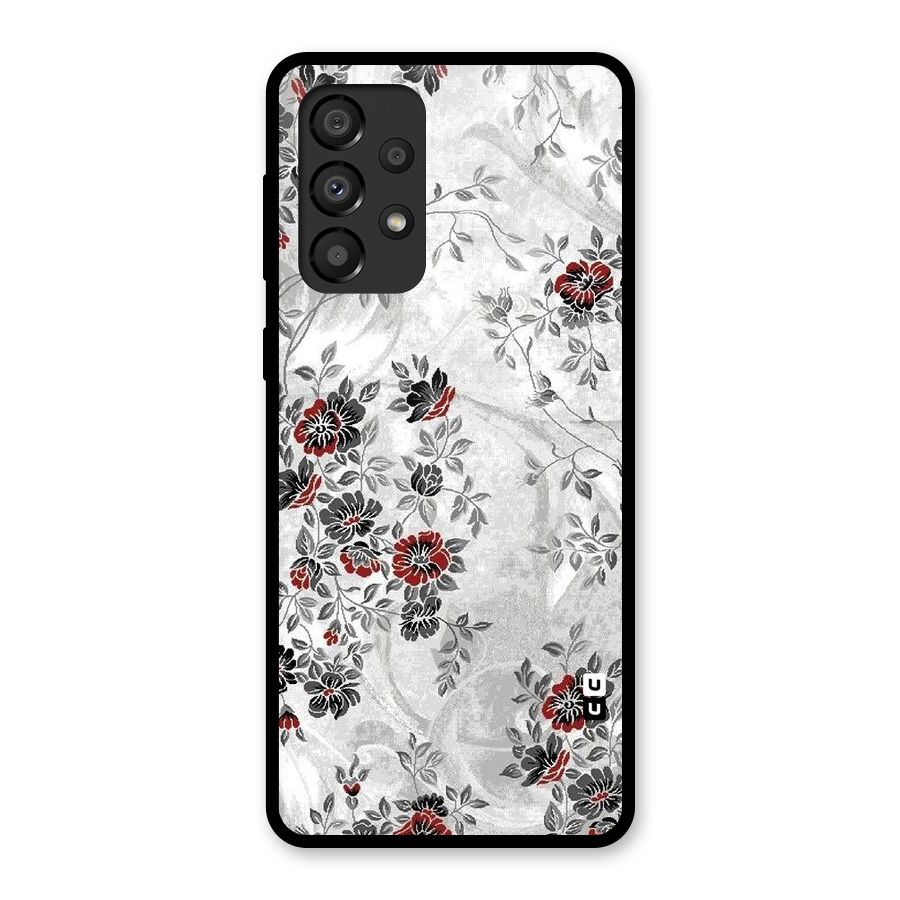 Pleasing Grey Floral Glass Back Case for Galaxy A33 5G