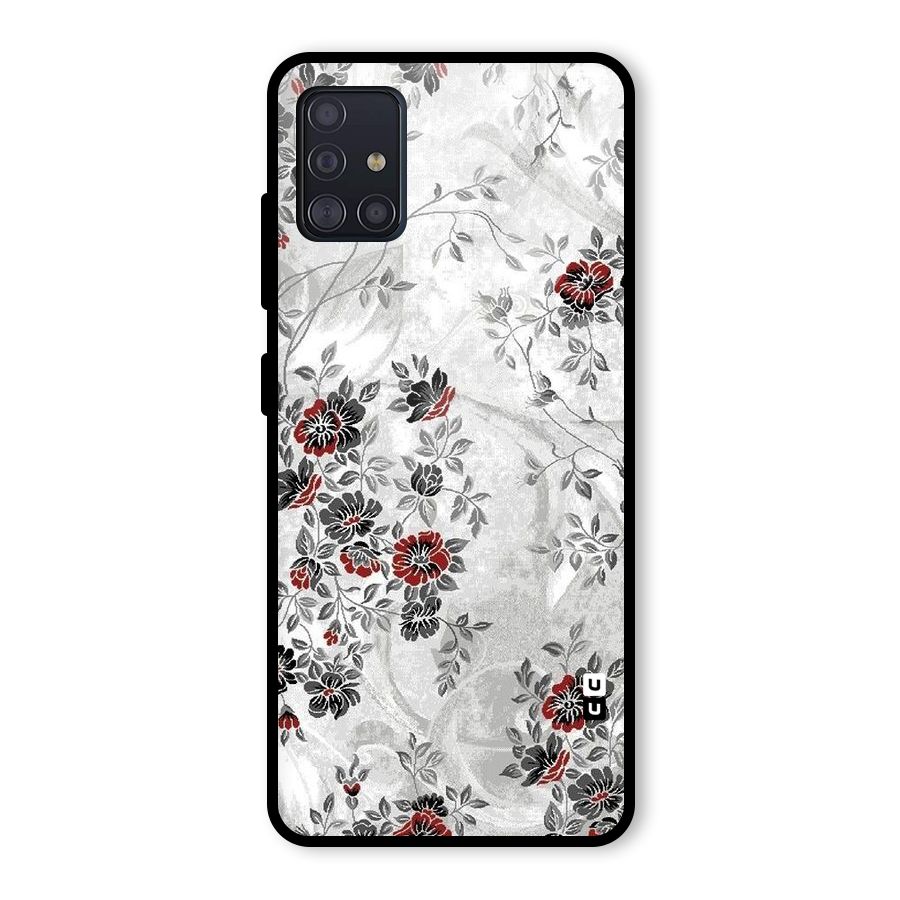 Pleasing Grey Floral Glass Back Case for Galaxy A51