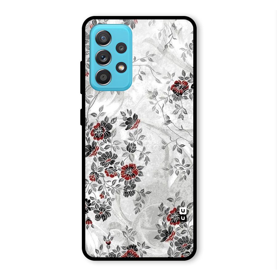 Pleasing Grey Floral Glass Back Case for Galaxy A52s 5G